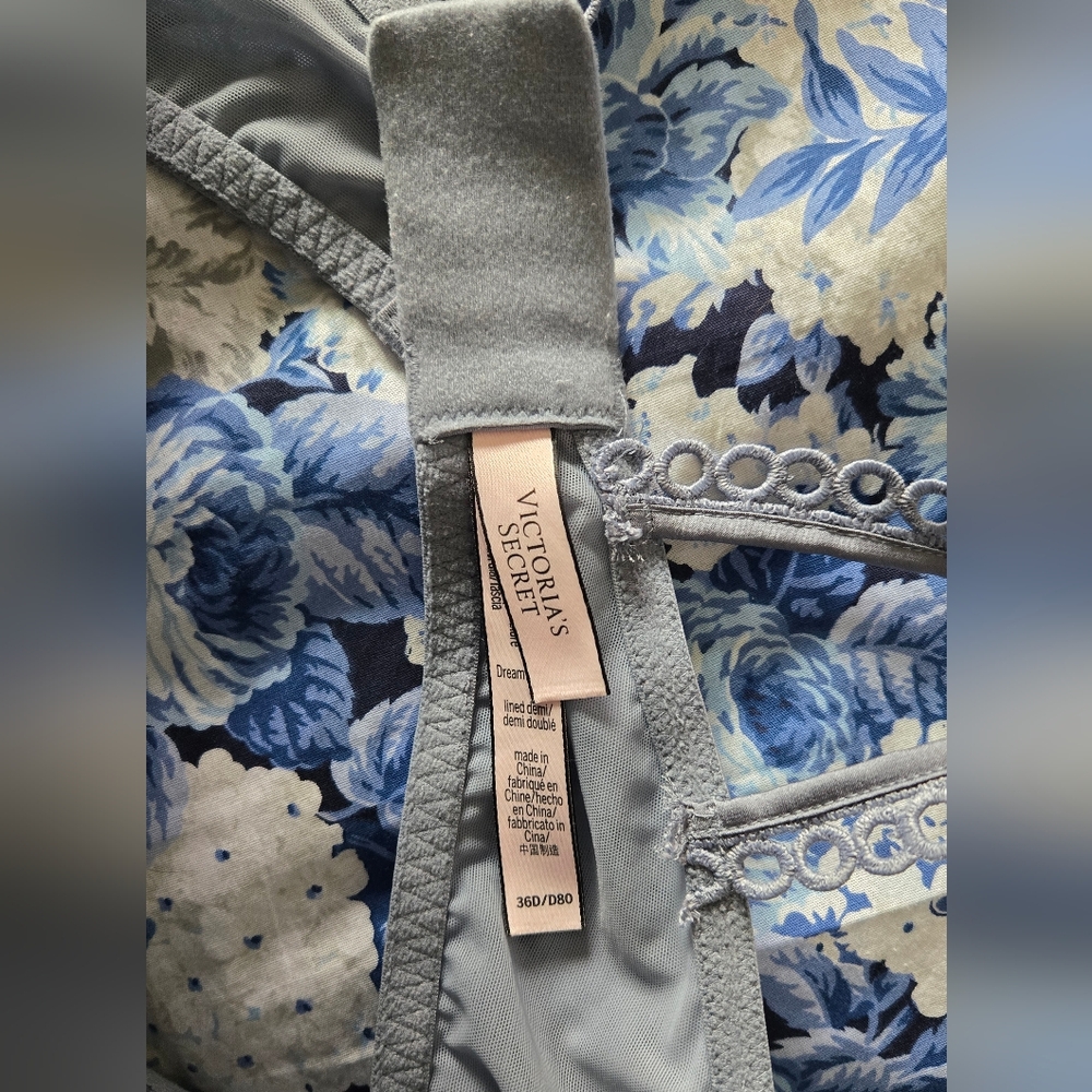 Victoria's Secret Bra Women's 36D Blue Gray Lace  Dream Angels Racerback - Picture 8 of 11